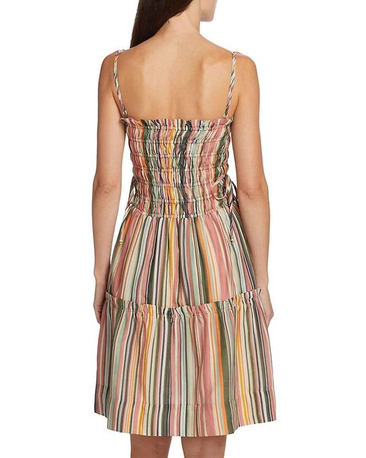 Hannah Artwear Natural Campbell Silk Blend Stripe Dress