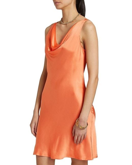Rails Orange Indra Satin Cowlneck Minidress