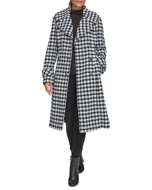 Guess White Double Breasted Belted Wool Blend Coat
