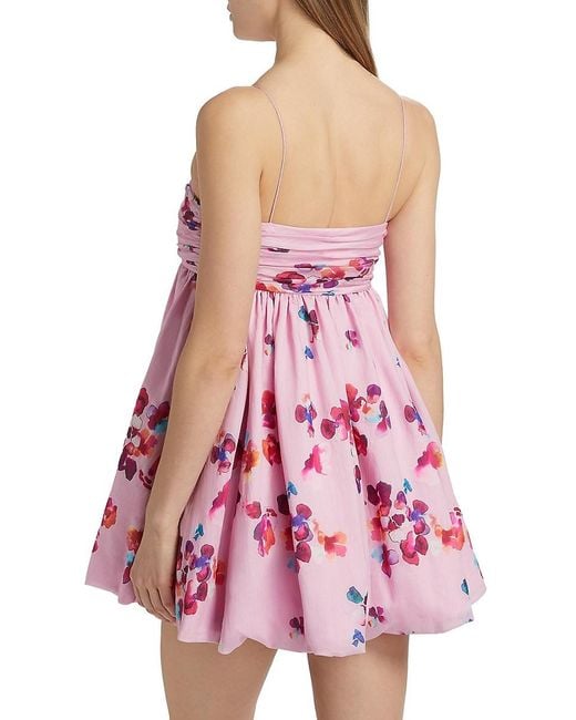 AMUR Pink Kimberly Floral Sweetheart Babydoll Minidress
