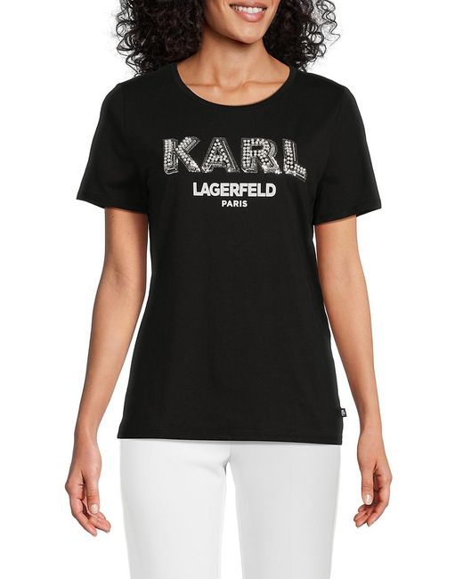 Karl Lagerfeld Red Sequined Logo Tee