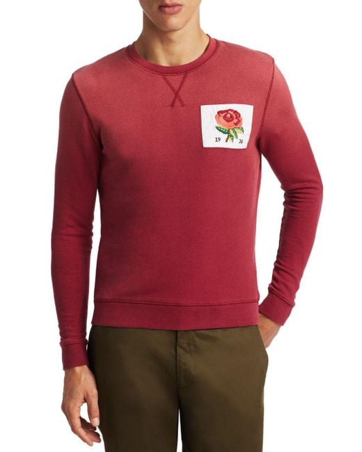 Kent & Curwen Rose Embroidered 1926 Sweatshirt, Red Currant Sweat for men