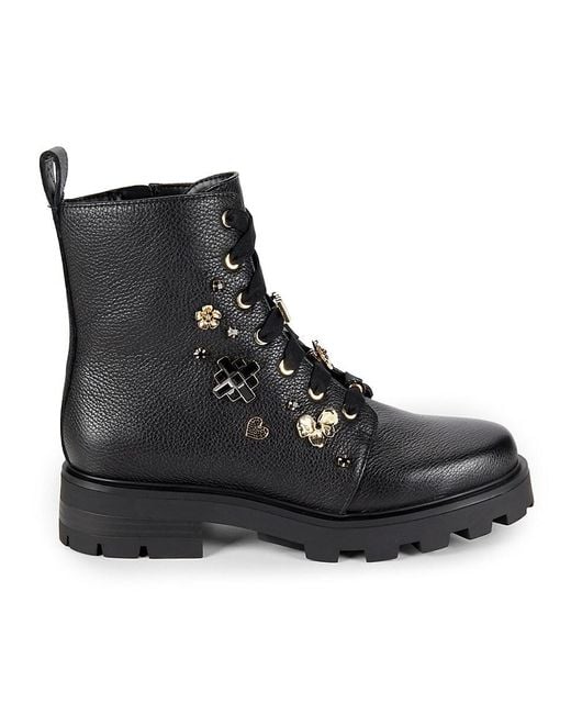 Karl Lagerfeld Black Makenzie Logo Charm Ankle Combat Boots