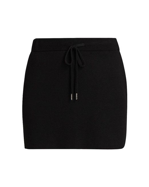 Saks Fifth Avenue Black Stretch Knit Drawstring Miniskirt