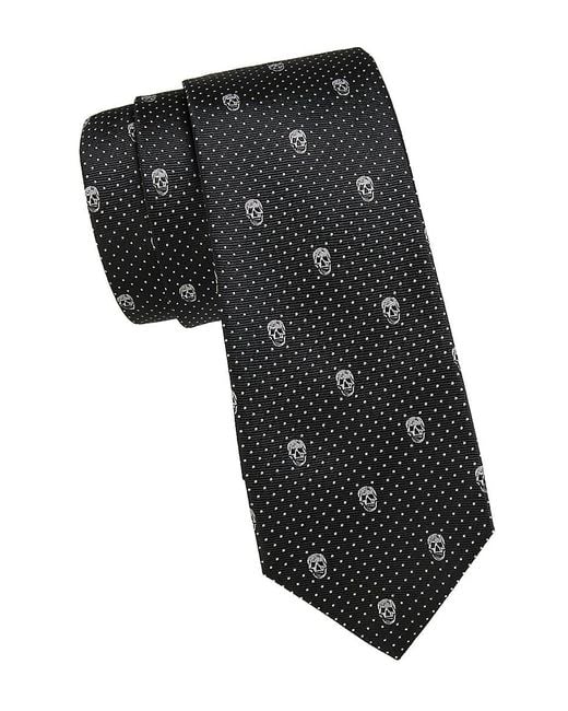Alexander McQueen Black Skull Patterned Silk Slim Tie for men