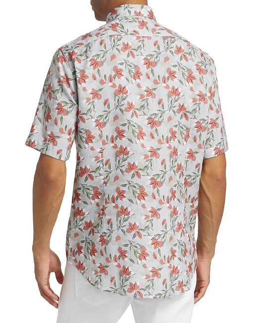 Saks Fifth Avenue White Collection Floral Button-Front Shirt for men