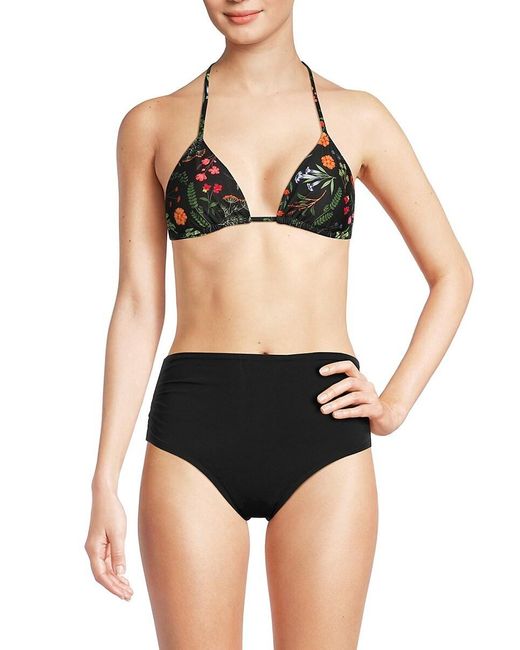 Hutch Black Floral Triangle Bikini Top