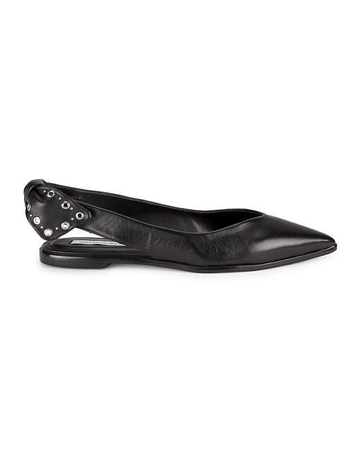 Saks Fifth Avenue Black Bow Slingback Leather Flats