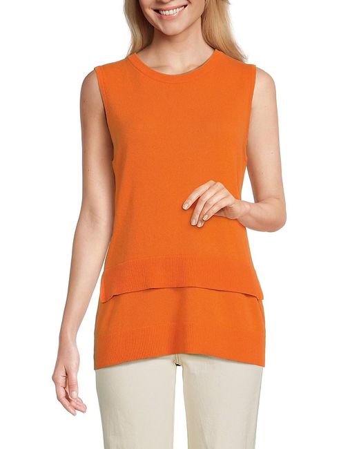 Akris Punto Orange Solid Virgin Wool & Cashmere Sweater Vest