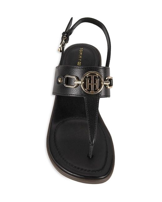 Tommy Hilfiger Black 38mm Logo Block Sandals
