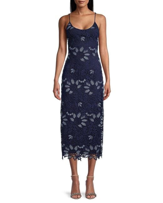 Donna Karan Lace Slip Midi Dress in Blue Lyst