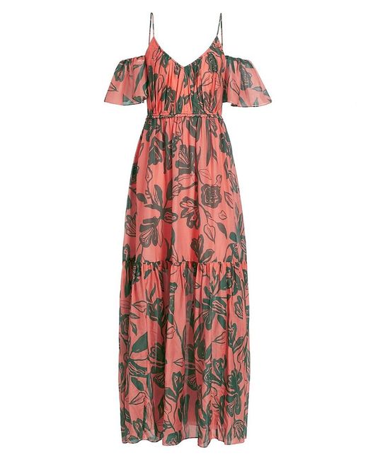 Tanya Taylor Red Beverly Floral Silk Blend Maxi Dress