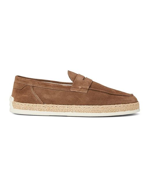 Bruno Magli Brown Riva Suede Penny Espadrille Loafers for men