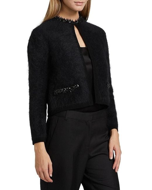 Kobi Halperin Black Madeline Embellished Alpaca-blend Cardigan