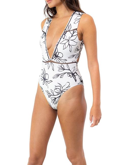Revel Rey White Adele Floral-print One-piece Swimsuit
