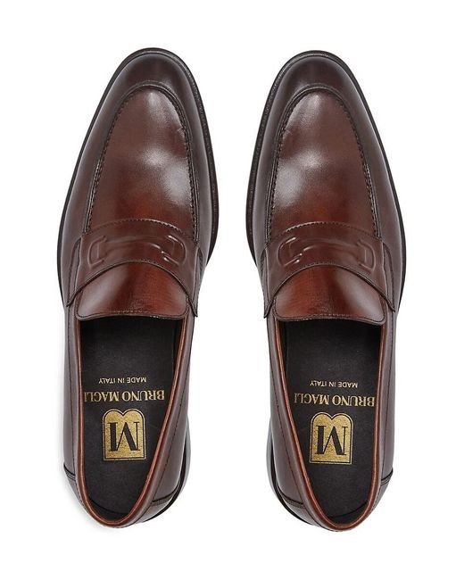 Bruno Magli Brown Seth Leather Loafers for men