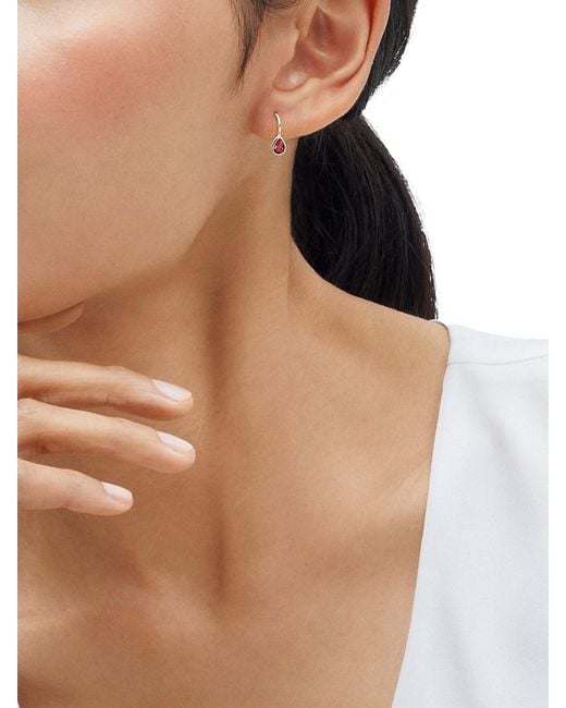 Saks Fifth Avenue White 14K & Garnet Drop Earrings