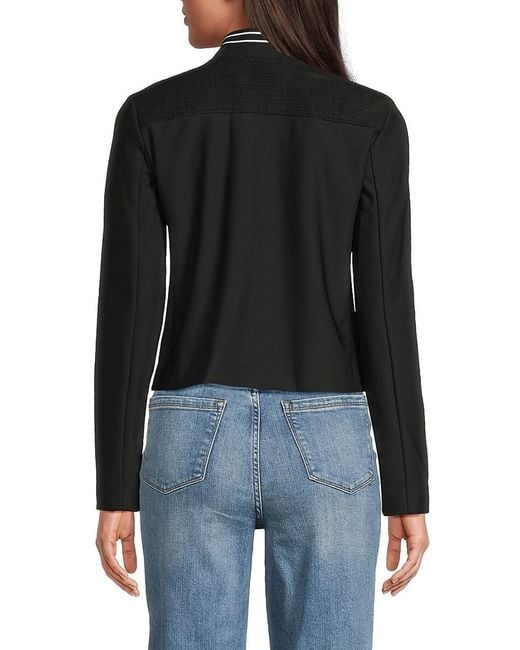 Karl Lagerfeld Black Mixed Media Tweed Jacket