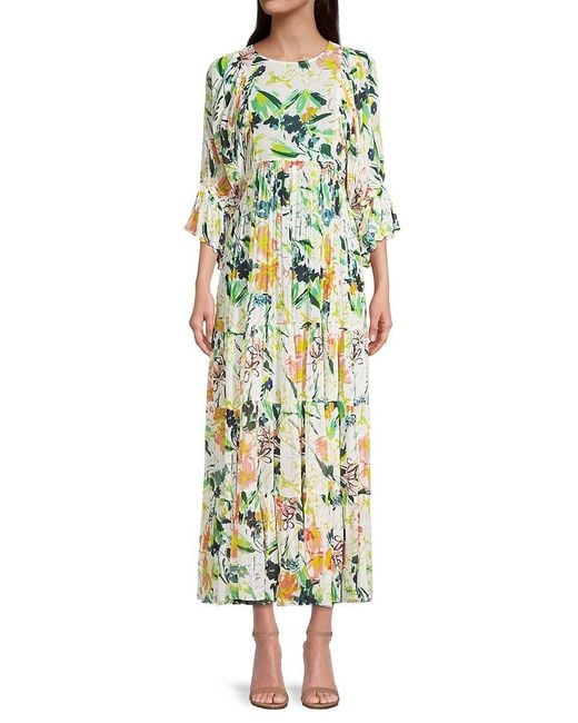 Ted Baker Synthetic Kiyrie Painterly Maxi Dress in White (Metallic ...