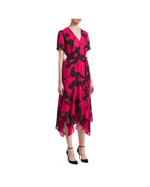 bright pink wrap dress