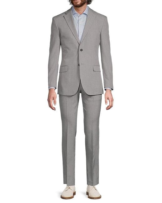DKNY Gray Solid Stretch Slim-Fit Suit for men