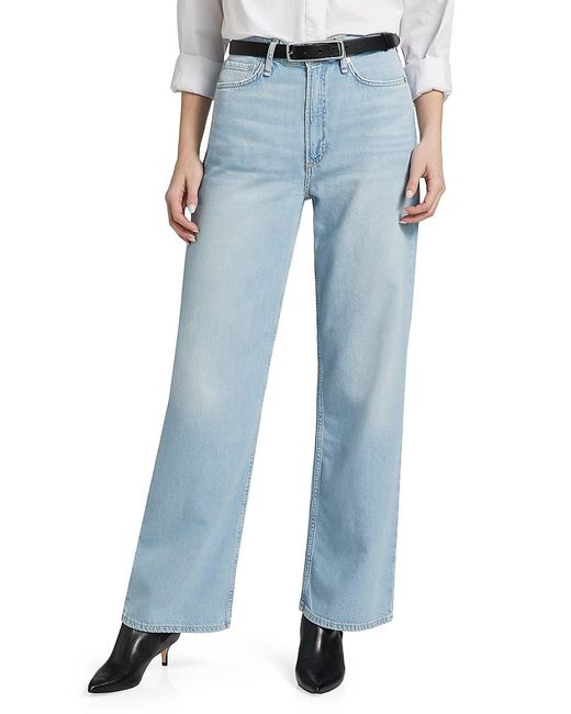 Rag & Bone Blue Logan Mid-Rise Straight-Leg Jeans