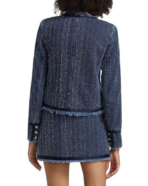 Cinq À Sept Blue Denim Bouclé Tailored Jacket