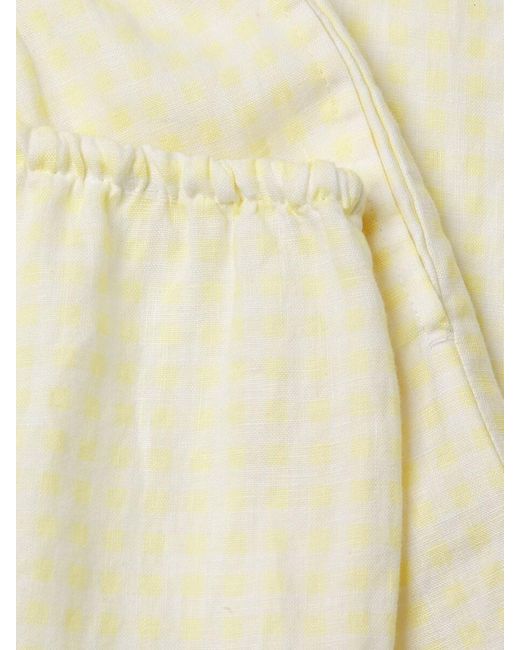 Saks Fifth Avenue Blue Gingham 100% Linen Drawstring Pants