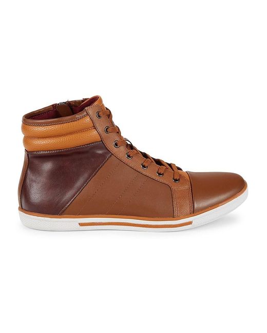Kenneth Cole Brown Caden High-top Leather Sneakers