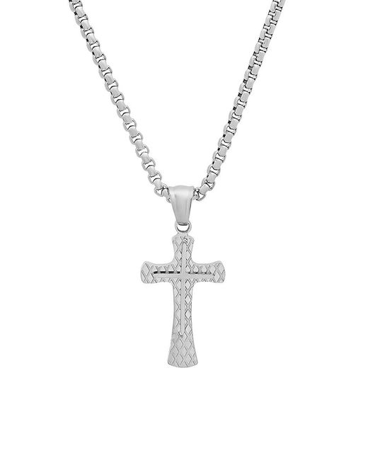Anthony Jacobs Stainless Steel Diamondcut Double Cross Pendant