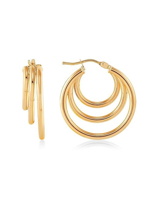 Saks Fifth Avenue Metallic 14K Polished Triple-Row Hoop Earrings