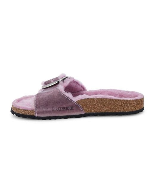 Birkenstock Madrid Shearling Lined Sandals in Purple | Lyst