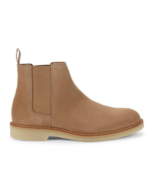 Boss Brown Tunley Cheb Suede Chelsea Boots for men