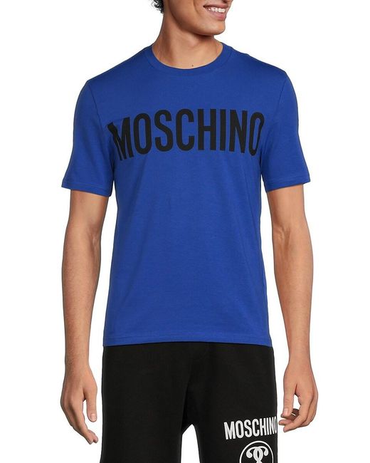 Moschino Blue Logo Short Sleeve Tee for men