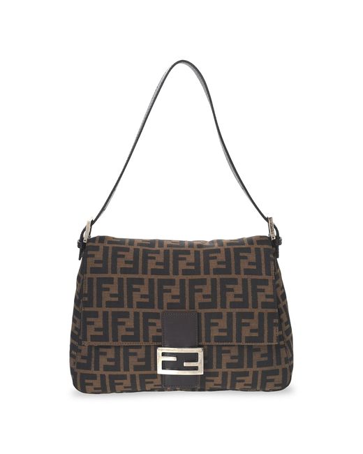 Fendi Zucca Mamma Baguette Canvas Shoulder Bag in Black Lyst