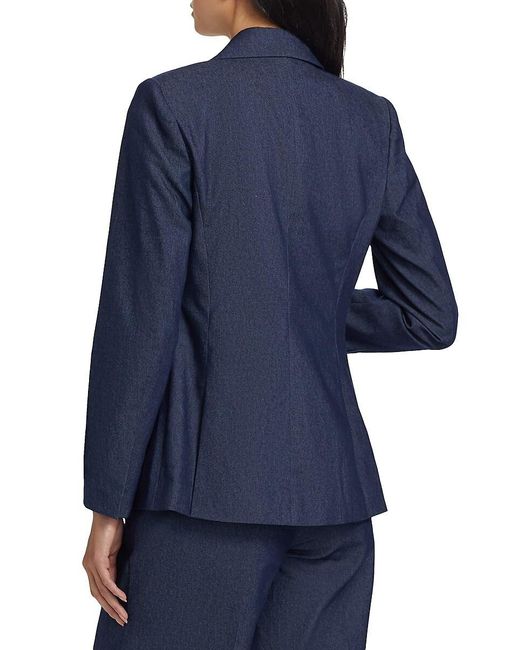 If Only Studio Blue Stretch-Denim Single-Breasted Blazer