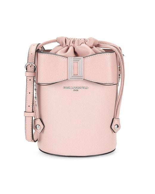 Karl Lagerfeld Pink Logo Leather Crossbody Bag