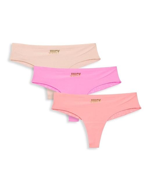 Juicy Couture Pink 3-pack Seamless Thongs