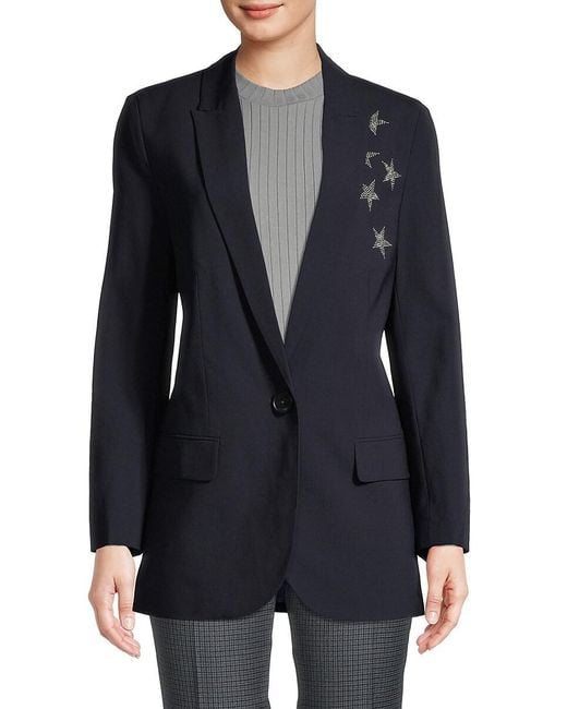 Zadig & Voltaire Embellished Virgin Wool Blazer in Blue Lyst