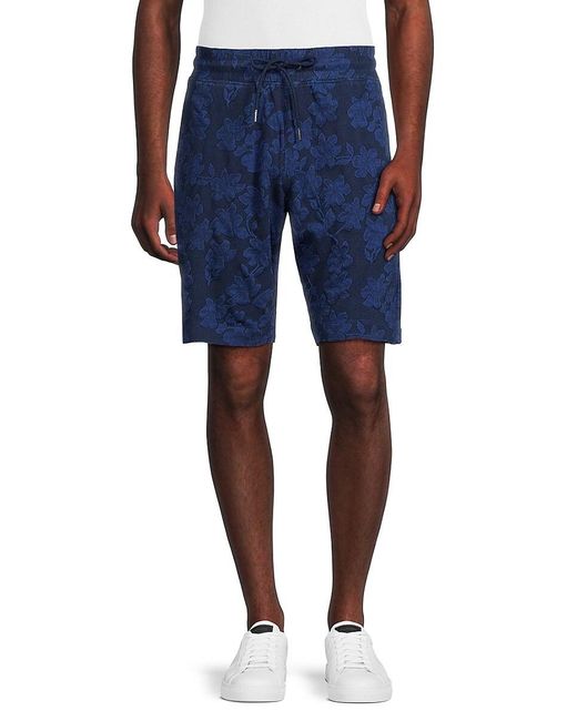 Robert Graham Blue Nielsen Floral Flat Front Drawstring Shorts for men