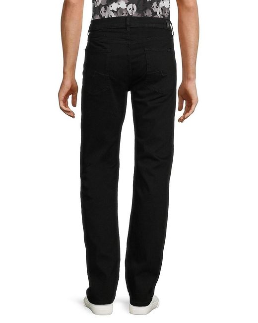 7 For All Mankind Black Austin Squiggle Straight Jeans for men