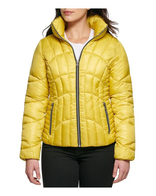 Guess Synthetic Quilted Puffer Jacket in Yellow | Lyst