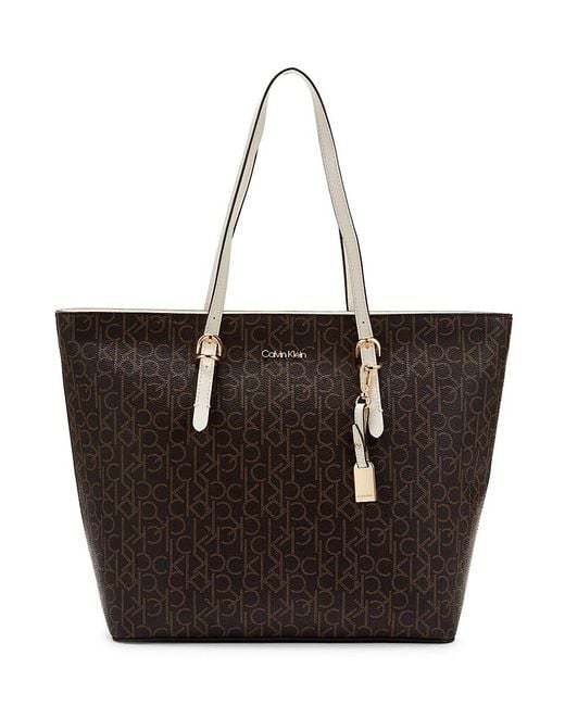 Calvin Klein Serafina Logo adorned Tote in Brown Lyst