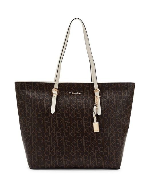 Calvin Klein Serafina Logo-adorned Tote in Brown | Lyst