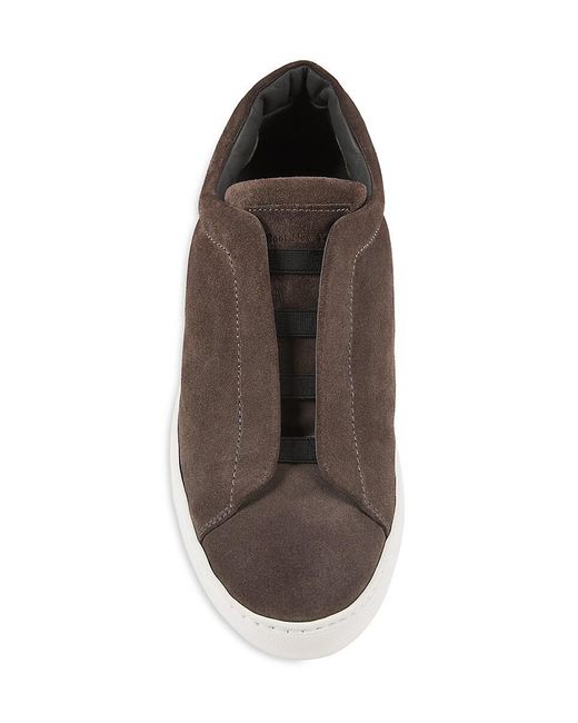 To Boot New York Brown Stone Suede Slip-On Sneakers for men