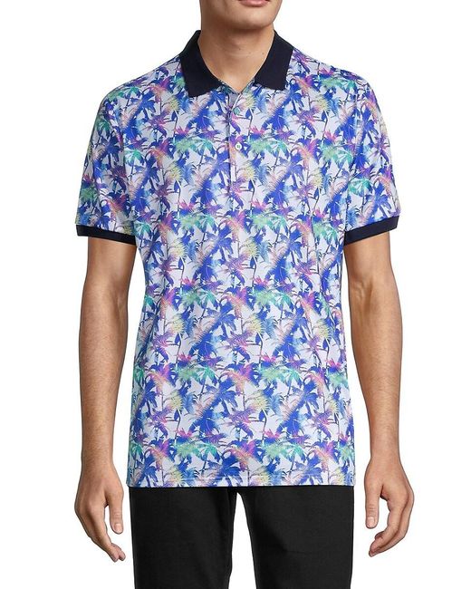 1 Like No Other 1.like No Other Palm Tree Contrast-knit Polo in Blue ...