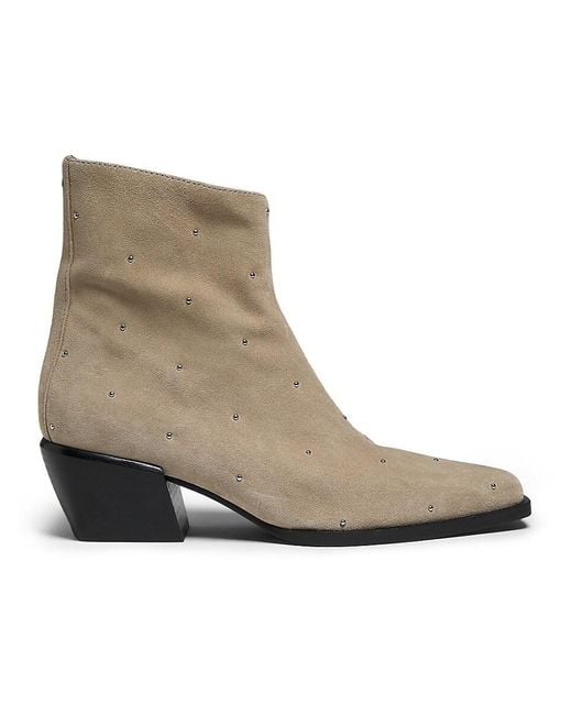 Rag & Bone Natural Joni Studded Suede Zip Boots