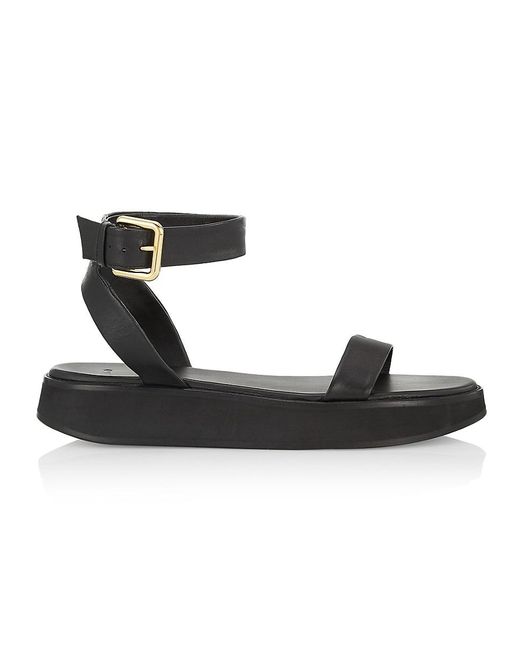 Co. Black Ankle Strap Leather Platform Sandals