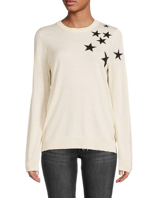 Zadig & Voltaire Miss Stars Merino Wool Sweater in Natural | Lyst