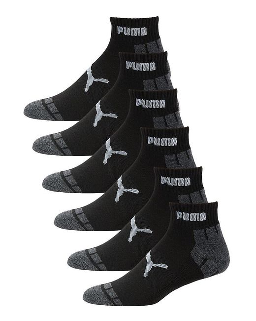 PUMA 6 pair Logo Crew Socks in Black for Men Lyst